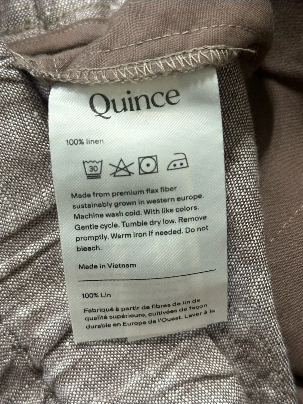 Quince NWT Women’s Size M Taupe Brown Chambray European Linen Straight Leg Pants